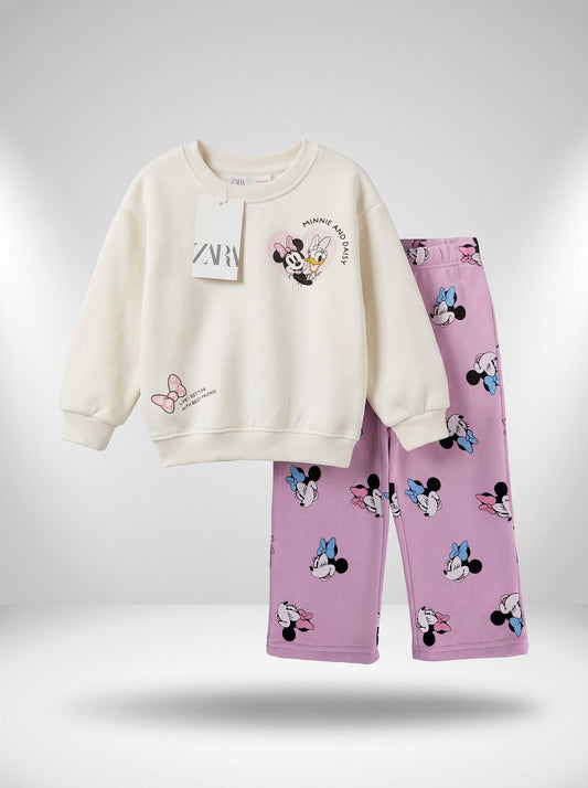 CONJUNTO SUDADERA MINNIE MOUSE BLANCA ROSA